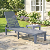 Outsunny Plastic Sun Lounger, 4-Position Adjustable Reclining Garden Lounger Sunbed for Patio, Beach, Terrace, Dark Grey