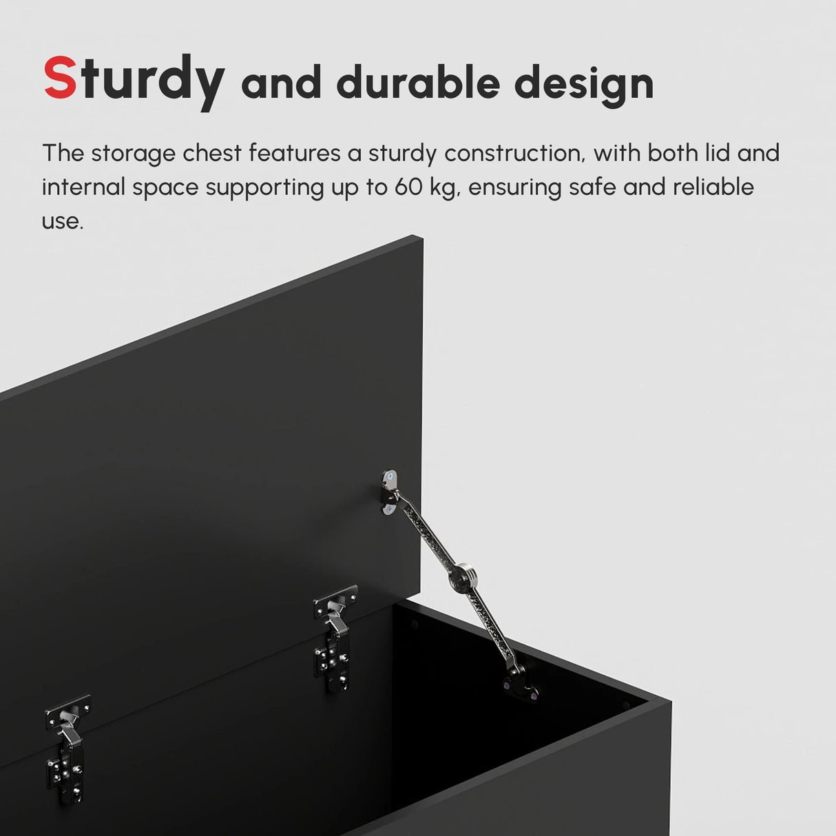 HOMCOM 113L Storage Chest, Storage Box with Flip-Top Lid and 2 Safety Hinges, Storage Trunk for Living Room, Entryway, 100 x 40 x 40 cm, Black