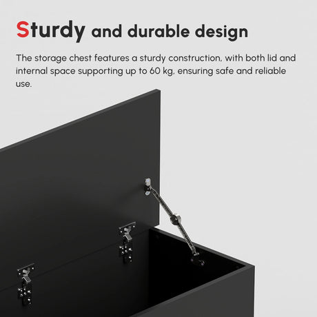 HOMCOM 113L Storage Chest, Storage Box with Flip-Top Lid and 2 Safety Hinges, Storage Trunk for Living Room, Entryway, 100 x 40 x 40 cm, Black