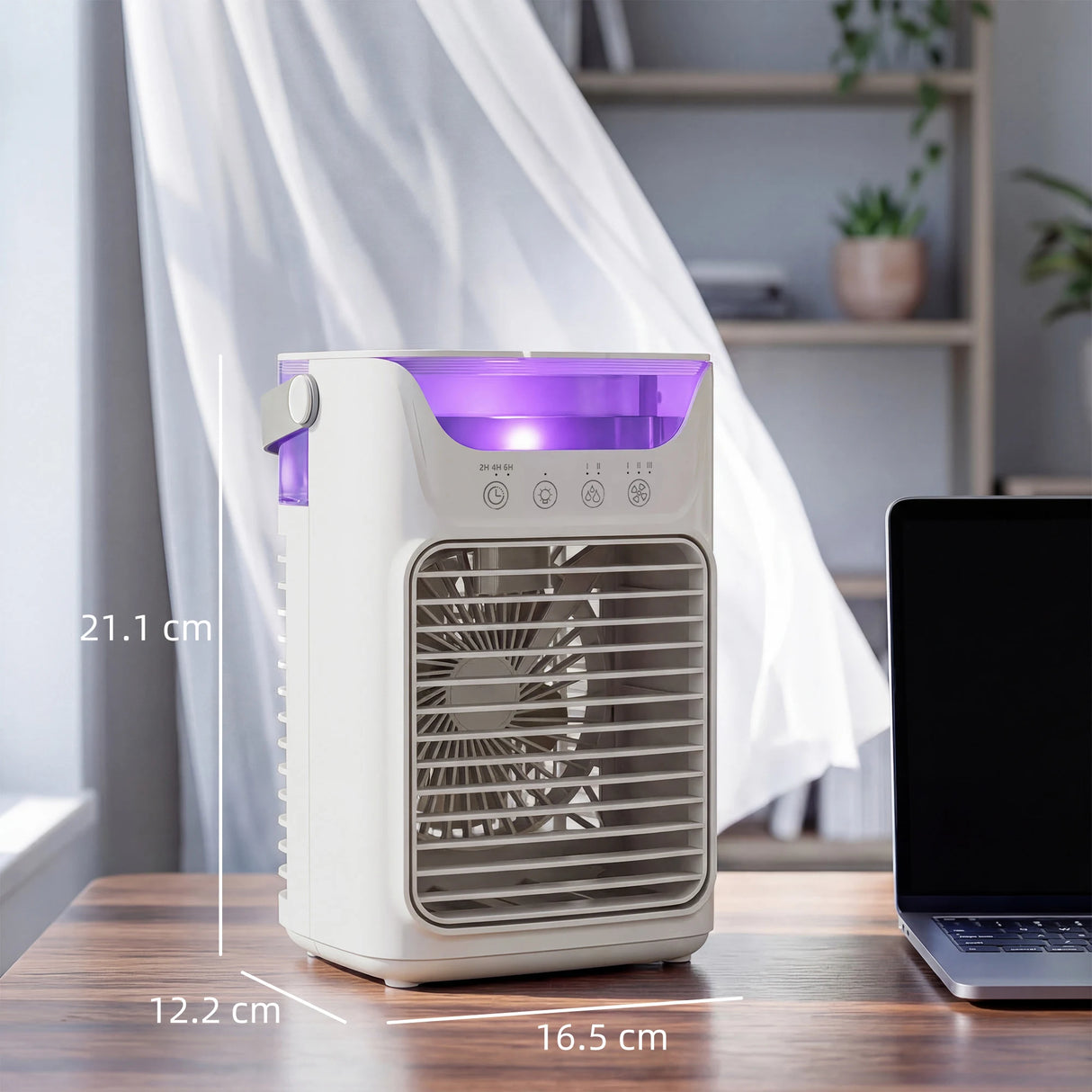HOMCOM Air Cooler with Adjustable Head, Portable Air Conditioner with 3 Wind Speed, 2 Cool Mist, RGB Light, Grey