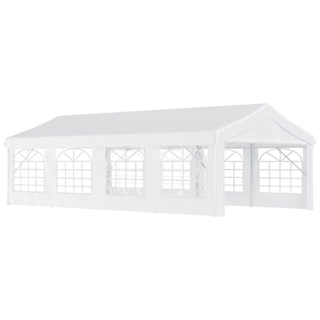 Outsunny 8m x 4m Garden Gazebo Marquee Party Tent Wedding Portable Garage Carport Event shelter Car Canopy Outdoor Heavy Duty Steel Frame Waterproof Rot Resistant