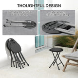 Outsunny Set of Four Folding Carry Stools - Charcoal Grey