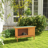 PawHut Rabbit Hutch Outdoor Guinea Pig Hutch Bunny Cage Shelter Outdoor, 90 x 45 x 65cm