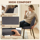 HOMCOM Dining Chairs Set of 2, Linen Upholstered Kitchen Chairs with Padded Seat, Curved Backrest, Rubberwood Legs, Dark Grey