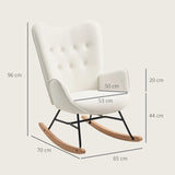 HOMCOM Rocking Chair, Modern Upholstered Velvet Armchair with Solid Wood Legs and Metal Frame for Living Room, Bedroom, Cream