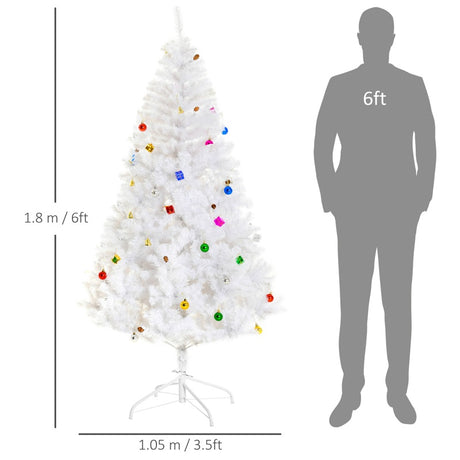 HOMCOM 6ft Snow Artificial Christmas Tree w/ Metal Stand Decorations Home Seasonal Elegant Faux White