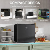 HOMCOM 46 Litre Table Top Mini Fridge, Small Fridge with Ice Box, Reversible Door, Adjustable Temperature and Legs for Bedrooms, Home Office, Black