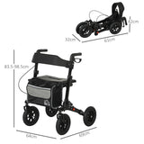 HOMCOM Folding Rollator Walker with Padded Seat, Backrest, Lightweight Walking Frame with Storage Bag, Dual Brakes, All-terrain Wheels, Adjustable Handle Height, 4 Wheeled Walker for Seniors, Black