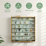 HOMCOM Six Shelf Display Cabinet, with Glass Doors - Brown