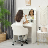 HOMCOM 46-56 cm Velvet-feel Office Chair - Cream