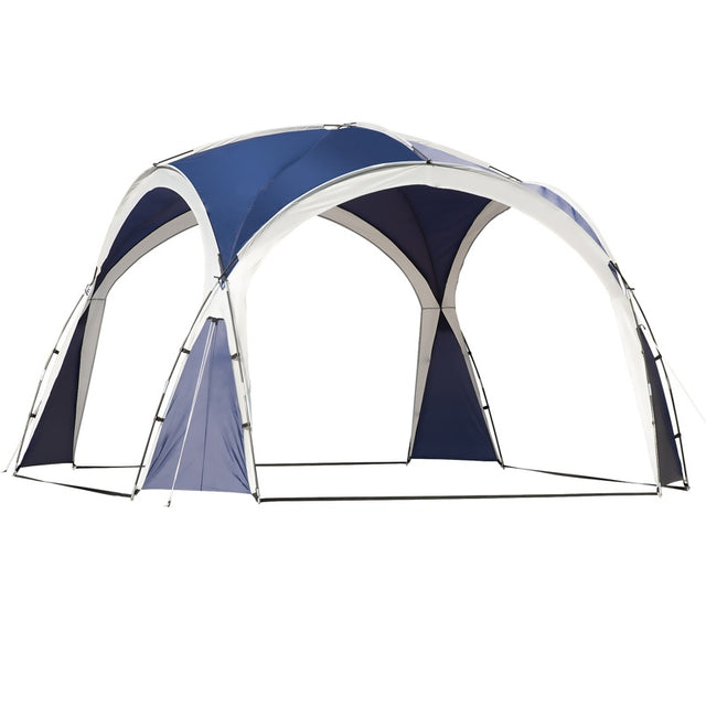 Outsunny 3.5 x 3.5M Camping Gazebo, Outdoor Event Shelter Dome Tent Garden Sun Shelter Patio Spire Arc Pavilion Camp Sun Shade, Blue and Grey