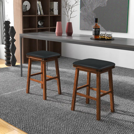 Set of 2 24/30 Inch Dining Bar Stool with Rubber Wood-30 inches