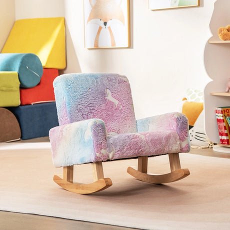 Rocking chair children Children&#39;s sofa glow in the dark Children&#39;s armchair upholstered in flannel fabric Colorful