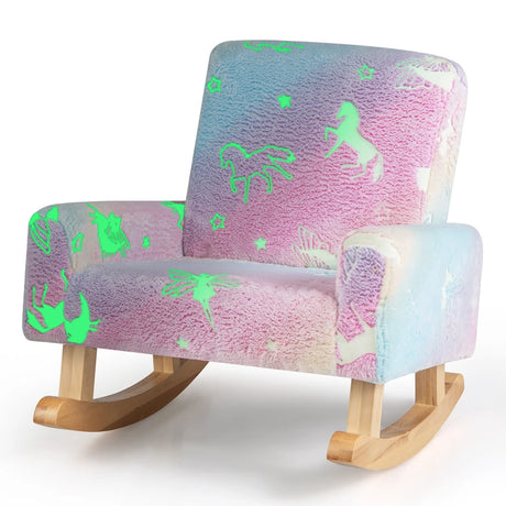 Rocking chair children Children&#39;s sofa glow in the dark Children&#39;s armchair upholstered in flannel fabric Colorful