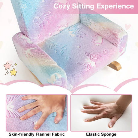 Rocking chair children Children&#39;s sofa glow in the dark Children&#39;s armchair upholstered in flannel fabric Colorful