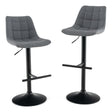 Upholstered Height Adjustable Bar Stools Set of 2 with Fabric Backrest-Grey
