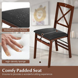 Set of 2 Folding Dining Chairs with 400 LBS Capacity-Brown