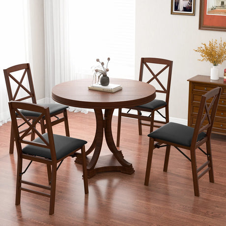 Set of 2 Folding Dining Chairs with 400 LBS Capacity-Brown