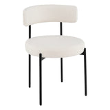 Round Sherpa Upholstered Kitchen Armless Chairs with Curved Backrest Set of 4-Beige