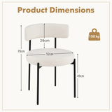Round Sherpa Upholstered Kitchen Armless Chairs with Curved Backrest Set of 4-Beige