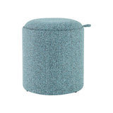 Upholstered Storage Round Ottoman Set of 2 with Reversible Tray-Blue