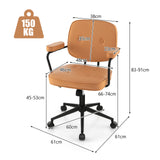 PU Leather Office Chair with Rocking Backrest and Ergonomic Armrest-Orange