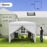 Outsunny 3 x 3m Pop Up Gazebo, Wedding Party Canopy Tent Marquee with Carry Bag and Windows, White