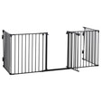 PawHut 5 Panels Pet Playpen Metal Fence w/ Walk Through Door - Black