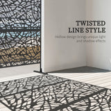 Outsunny Metal Decorative Privacy Screen Outdoor Divider, Black Twisted Lines