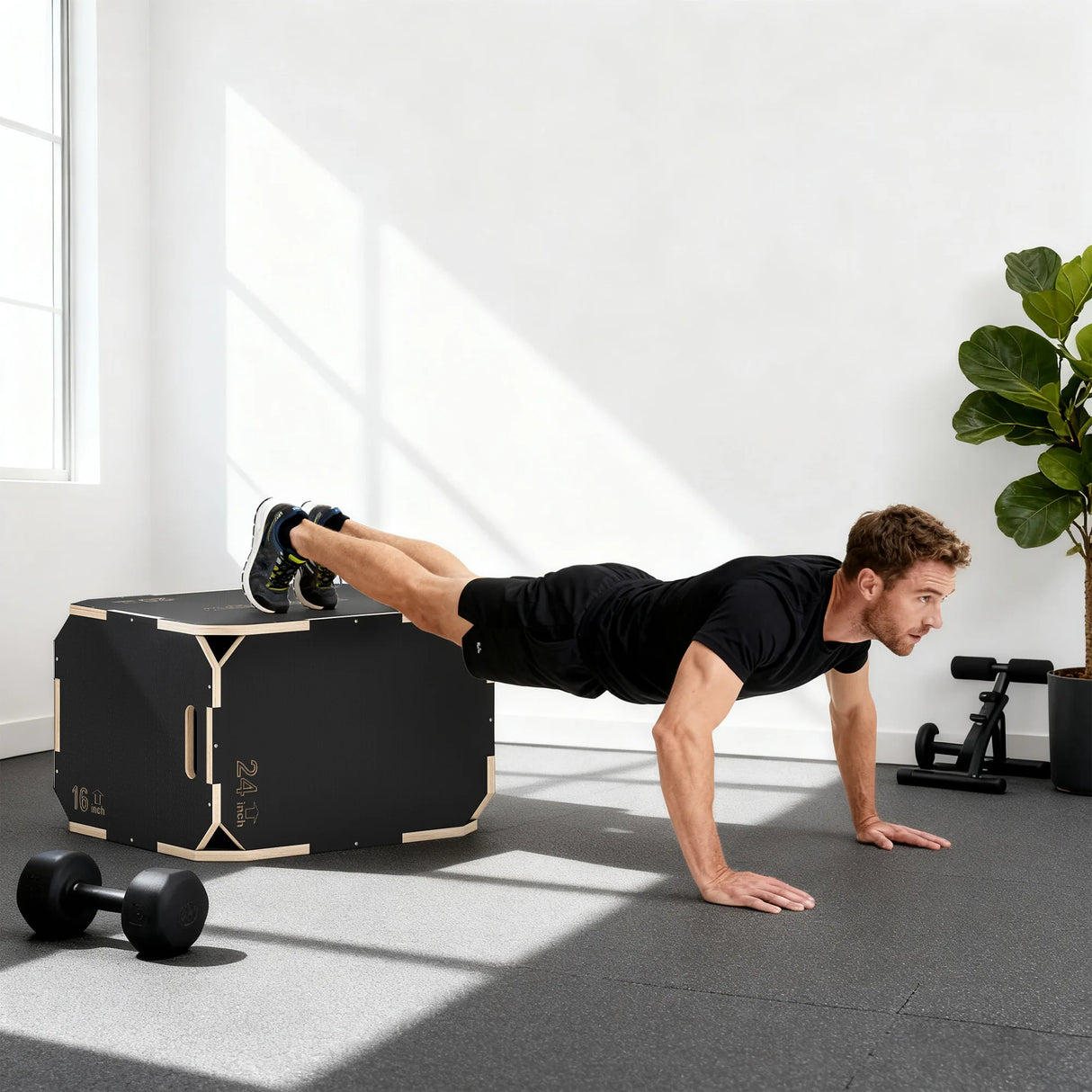 SPORTNOW Non-Slip Plyo Box, Corner-free Wooden Jump Box, 40.5 x 61 x 51 cm