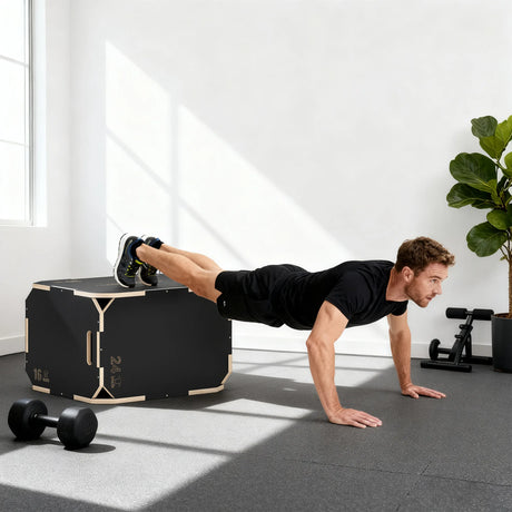 SPORTNOW Non-Slip Plyo Box, Corner-free Wooden Jump Box, 40.5 x 61 x 51 cm