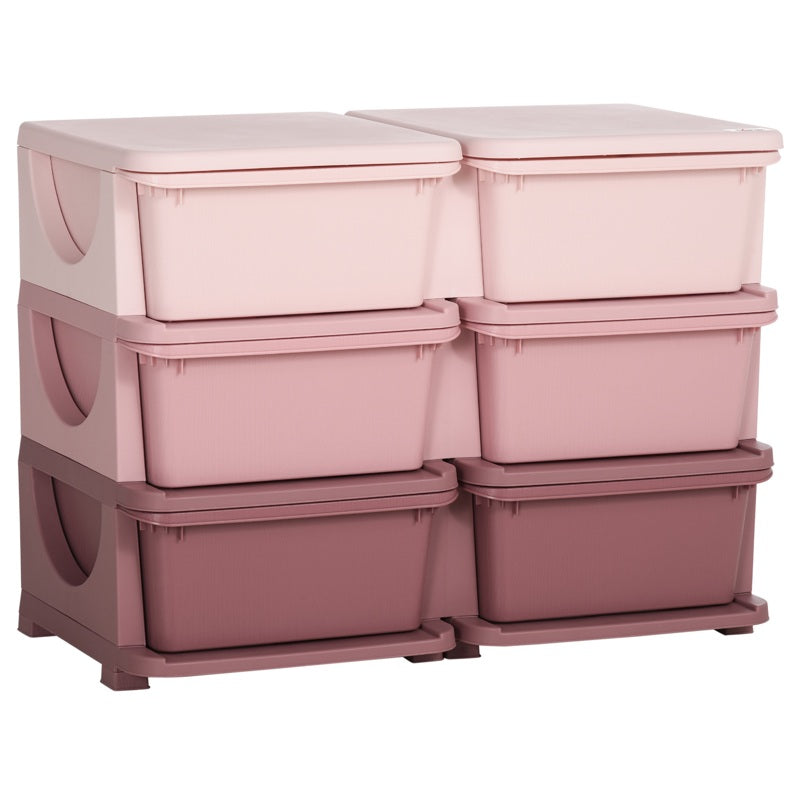 HOMCOM Kids Storage Unit, with Six Drawers - Pink