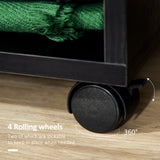 HOMCOM Open Wardrobe on Wheels, Bedroom Wardrobe with Clothes Hanging Rail, 2 Storage Shelves, Mobile Garment Rack for Cloakroom, Hallway, Black