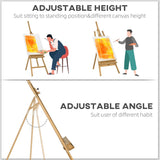 Vinsetto Artist Easel Stand for Wedding Sign with Brush Holder, Beech Wood A-Frame Tripod Studio Easel, Portable Adjustable Art Stand for Painting, Sketching, Exhibition, Holds Canvas up to 120cm