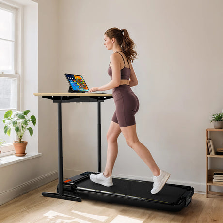 SPORTNOW Folding Walking Treadmill, Under Desk Walking Pad with Incline, Black