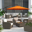 Outsunny 3m Garden Banana Parasol with Cross Base for Garden Family Use, Orange