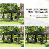 Outsunny 4 x 3 m Party Tent Wedding Gazebo Outdoor Waterproof PE Canopy Shade with Panel