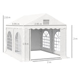 Outsunny 3 x 4 m Marquee Gazebo with Sides, Party Tent Canopy & Carport Shelter for Outdoor Event, Wedding, White