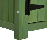 Outsunny Wooden Garden Shed, Utility Outdoor Small Shed with Lockable Double Doors, Shelves and Roof Hatch, Dark Green