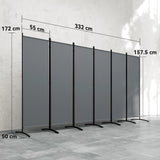 Outsunny 6 Panel Folding Room Divider Foldable Freestanding Garden Privacy Screen, 332 x 172 cm, Dark Grey