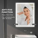 HOMCOM 90 x 70cm LED Bathroom Mirror with Lights, Dimmable Makeup Mirror, Vanity Mirror with 3 Colour, Smart Touch, Anti-Fog