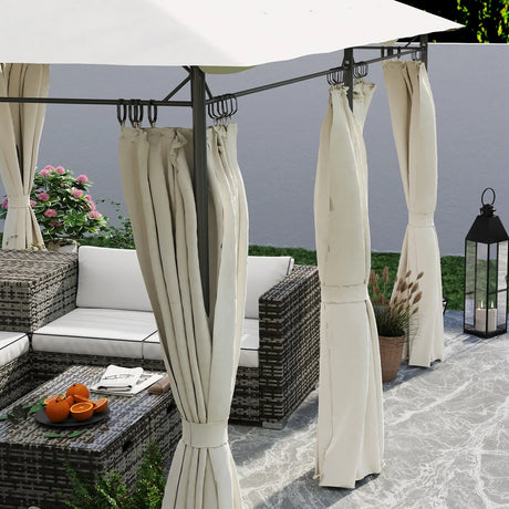 Outsunny 3 x 4m Metal Frame, Two-Tier Roof Gazebo - Cream White