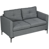 HOMCOM Two-Seater Sofa, with Steel Legs - Grey