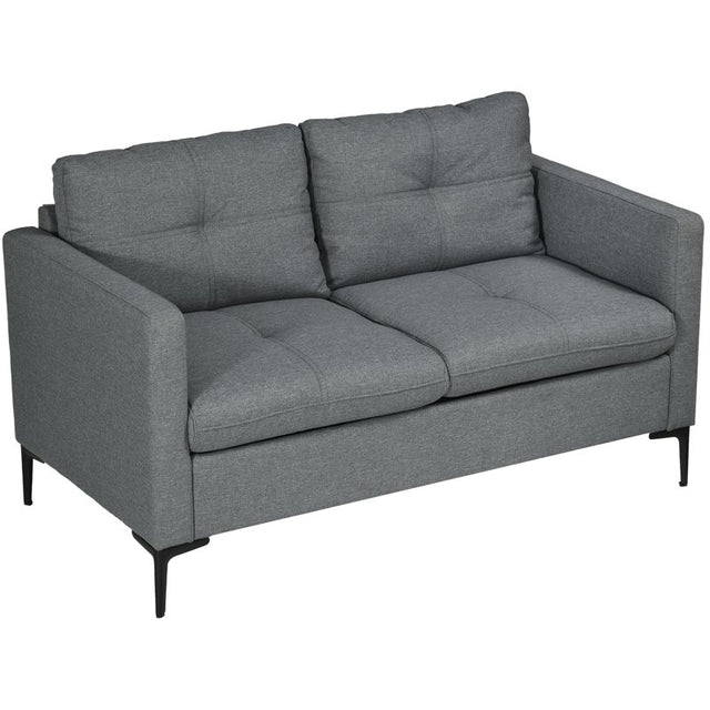 HOMCOM Two-Seater Sofa, with Steel Legs - Grey