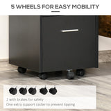 Vinsetto Lockable Two-Drawer Filing Cabinet, with Wheels - Black