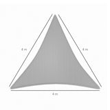 Outsunny 4x4x4m Triangle Sun Shade Sail, Outdoor UV Protection HDPE Canopy, Patio Deck Shelter with Steel Rings and Ropes, Grey