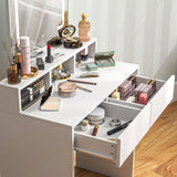 HOMCOM Storage Dressing Table, with LED Light Mirror - White