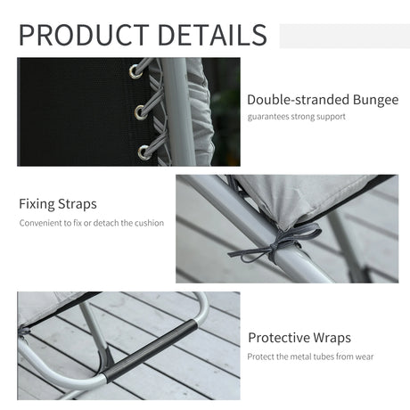 Outsunny 2pc Reclining Zero Gravity Sun Loungers ,Folding Chaise Lounge Chair with Cushions, Light Grey