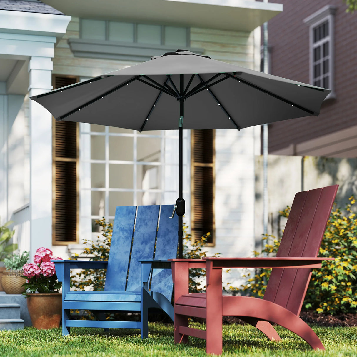 Outsunny 3 m Replacement Parasol Canopy with Top Vent, UPF 50+ Garden Parasol Replacement Canopy, 8 Rib Parasol Cover Replacement Fits Various Frames, Grey
