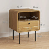 HOMCOM Bedside Table with Drawer and Open Shelf - Oak